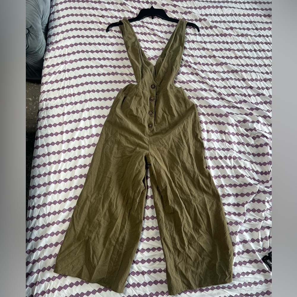 Sienna Sky Khaki Jumpsuit with Button Detail
